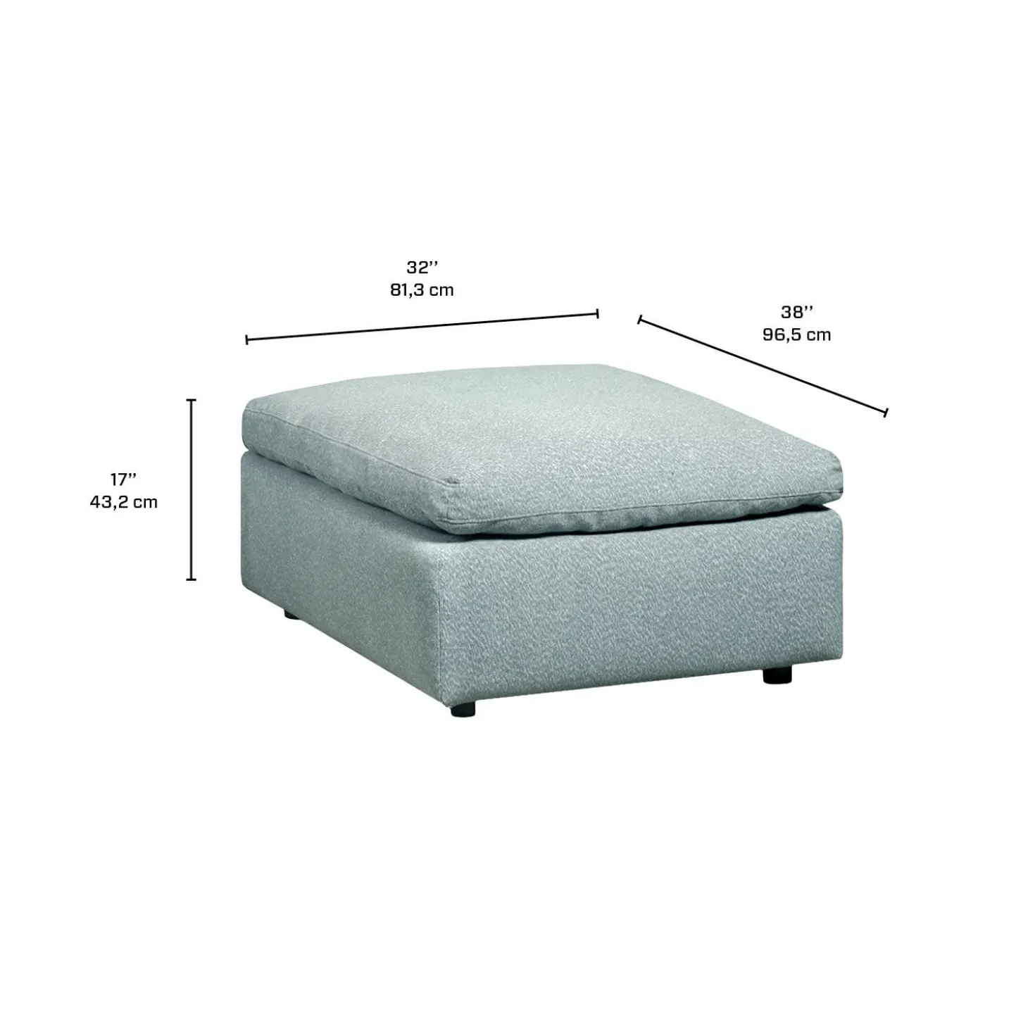 Grand ottoman rectangulaire - gris