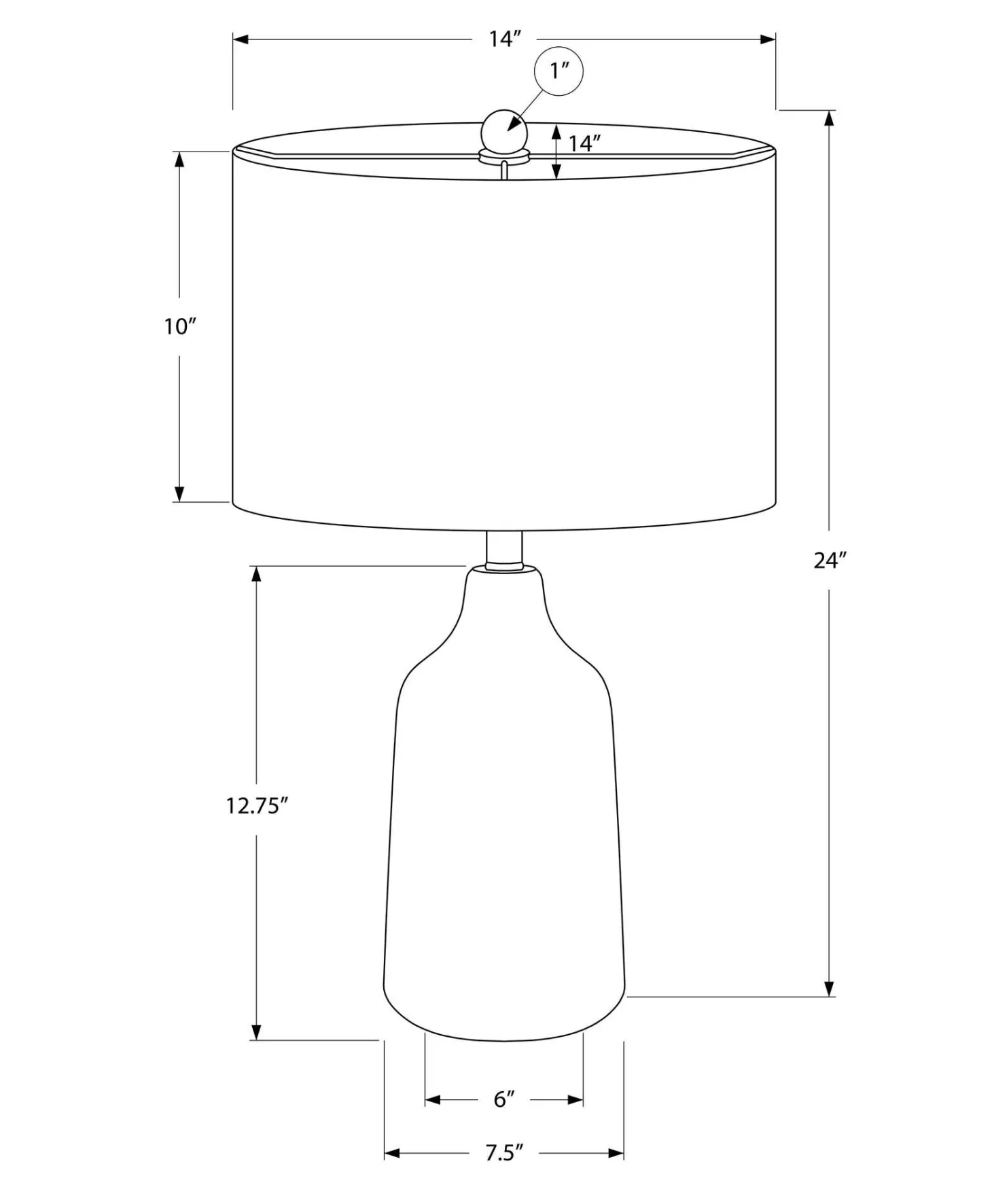 Lampe de table 24"H en béton