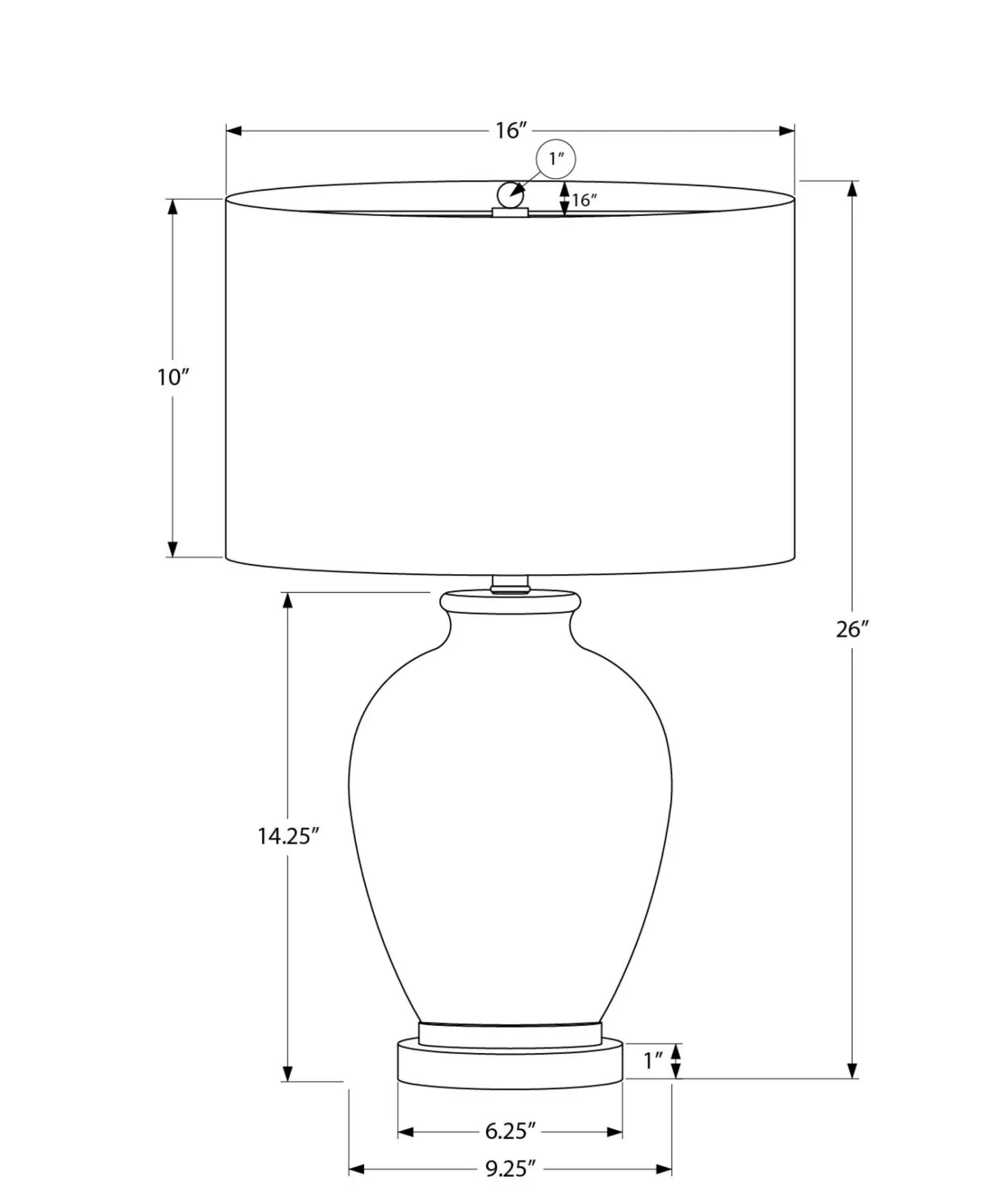 Lampe de table 26"H en céramique