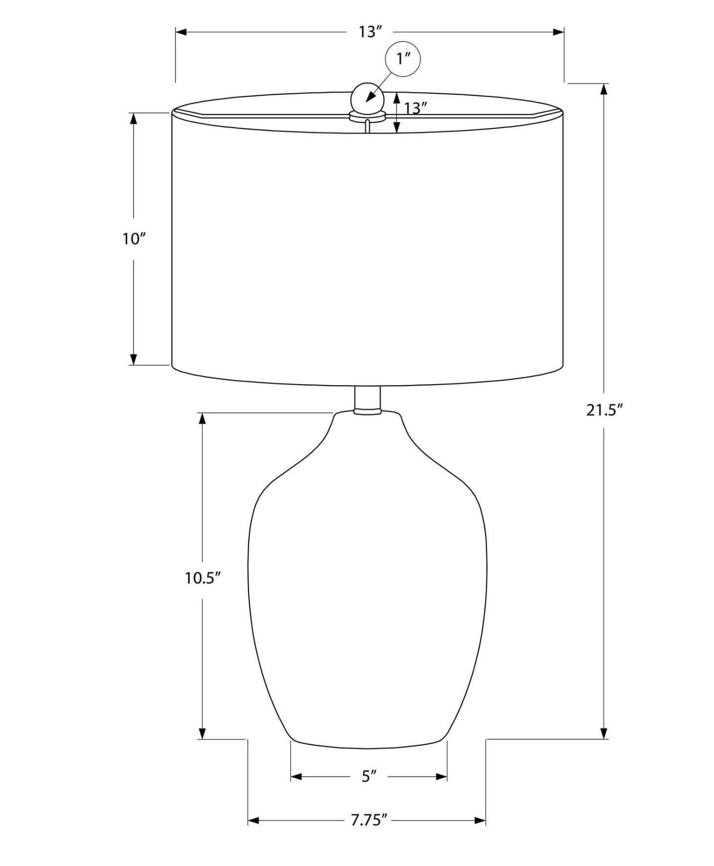 Lampe de table 22"H en céramique