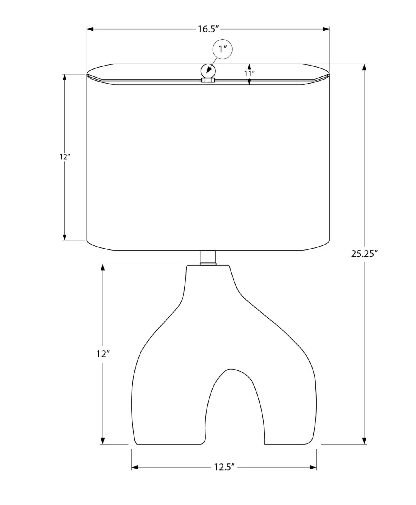 Lampe de table 25"H en céramique