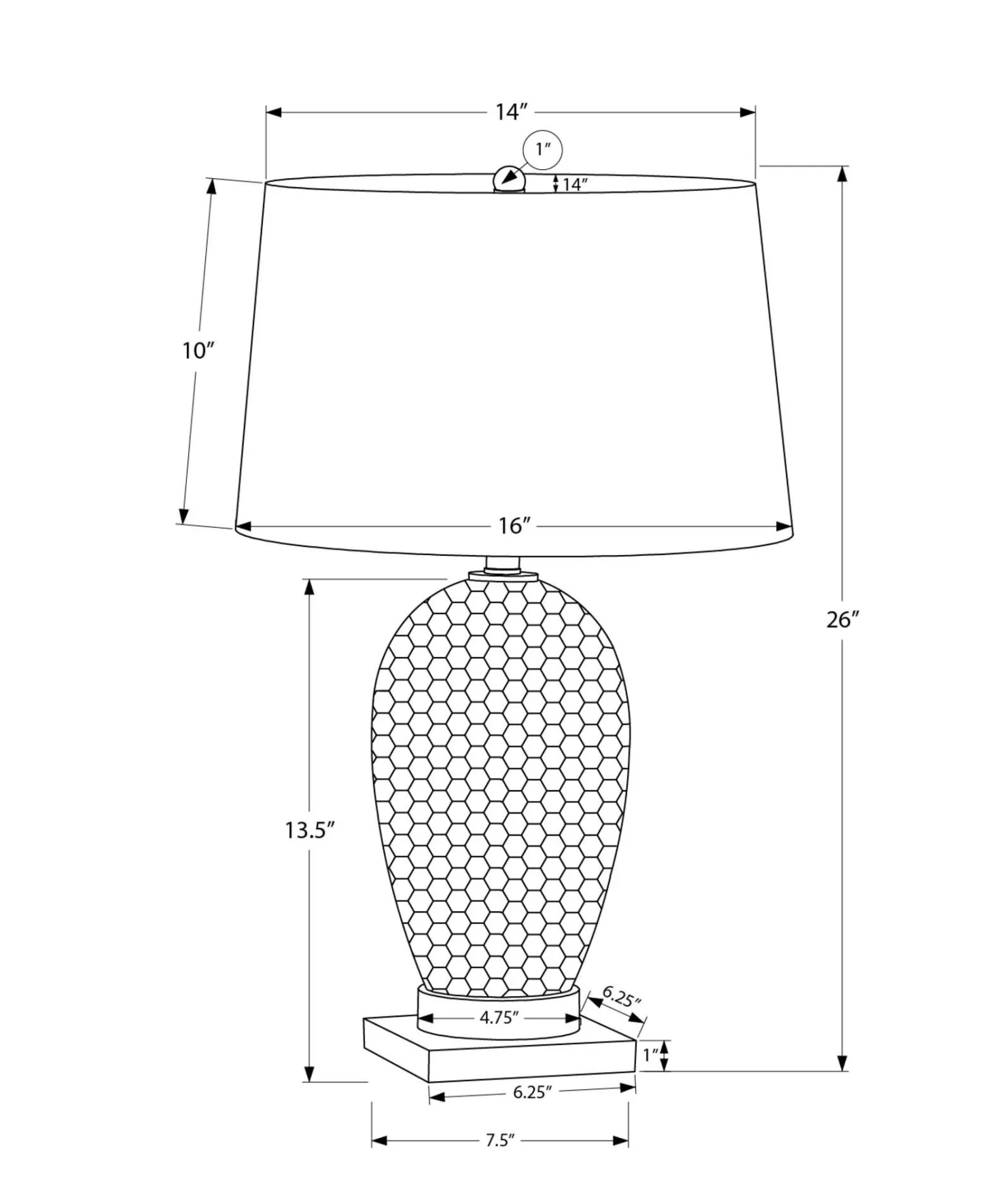 Lampe de table 26"H en céramique