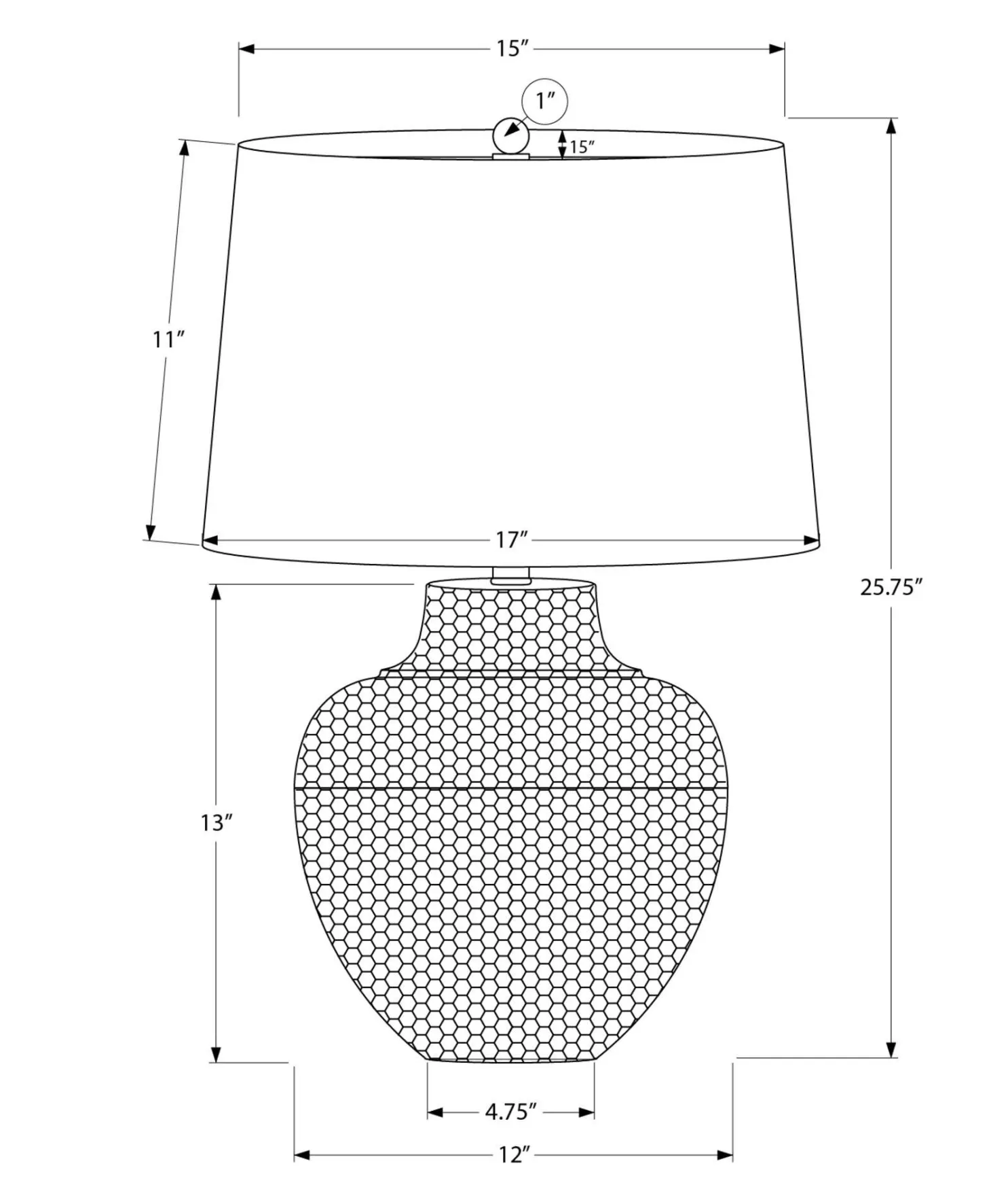 Lampe de table 26"H en métal