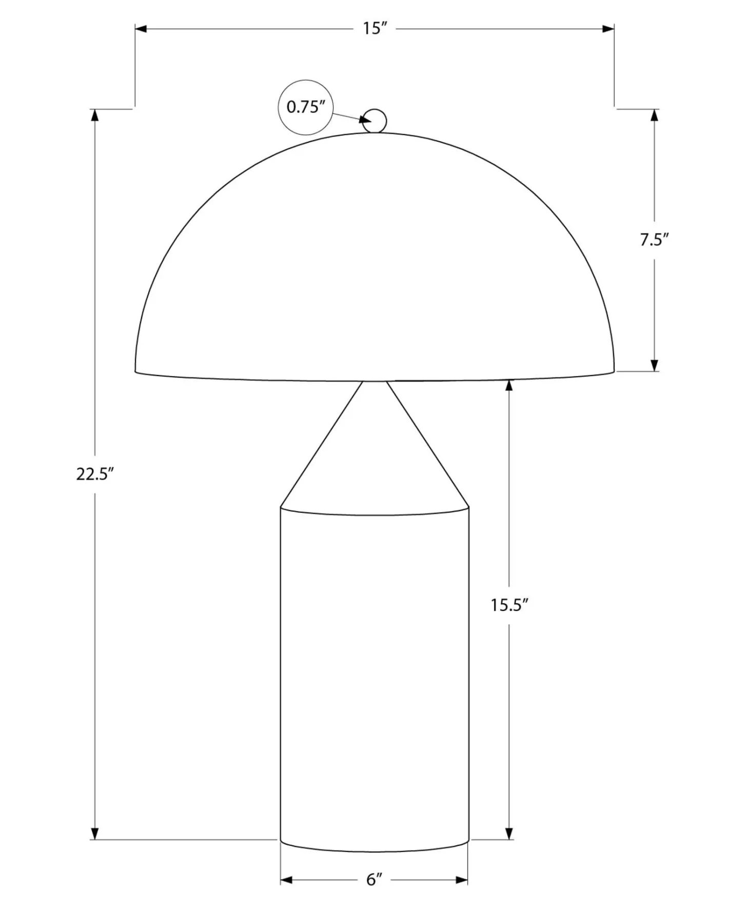 Lampe de table 23"H en métal