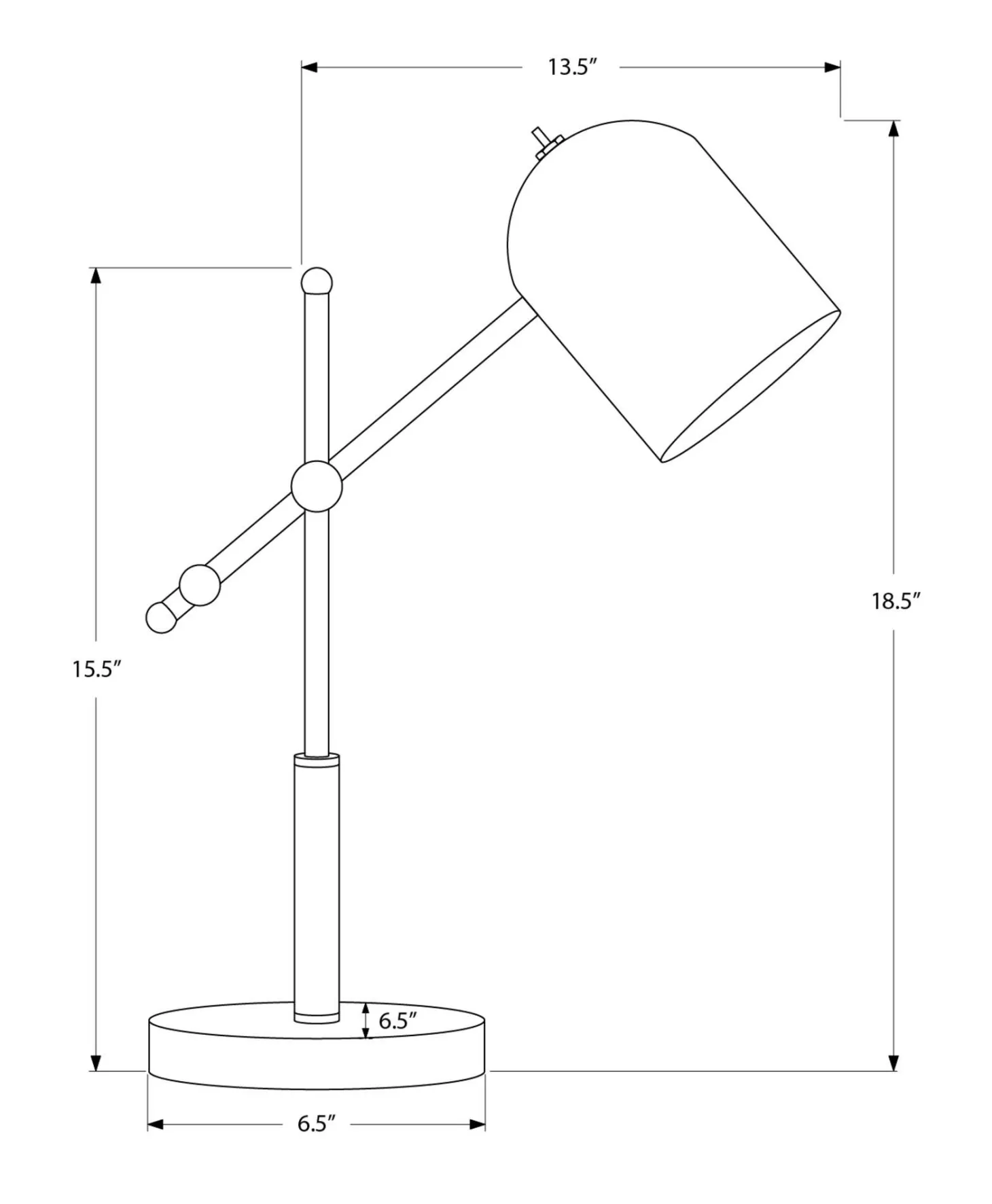 Lampe de table 18"H en métal