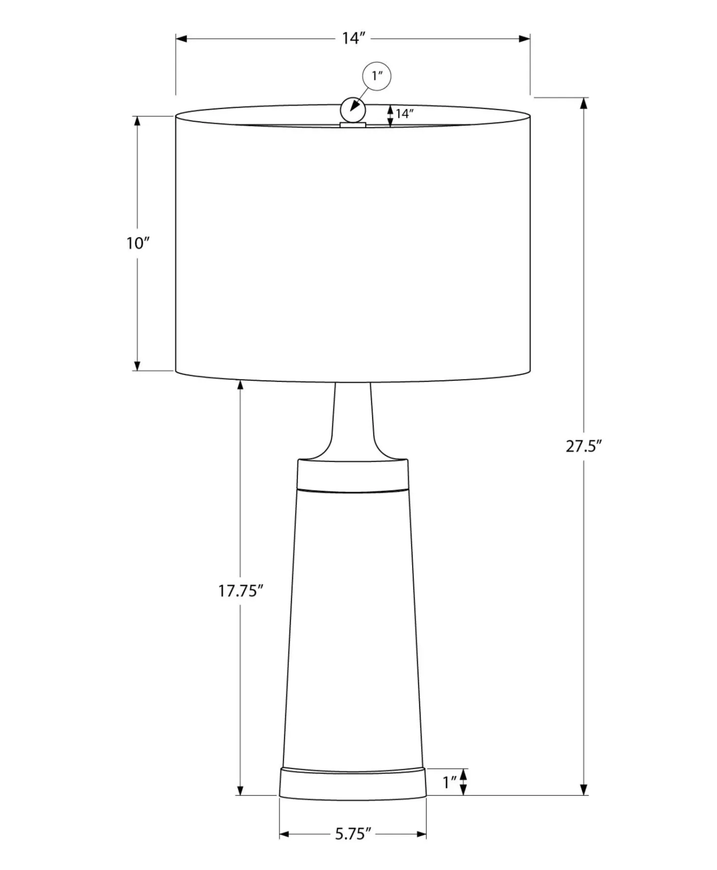 Lampe de table 28"H en métal