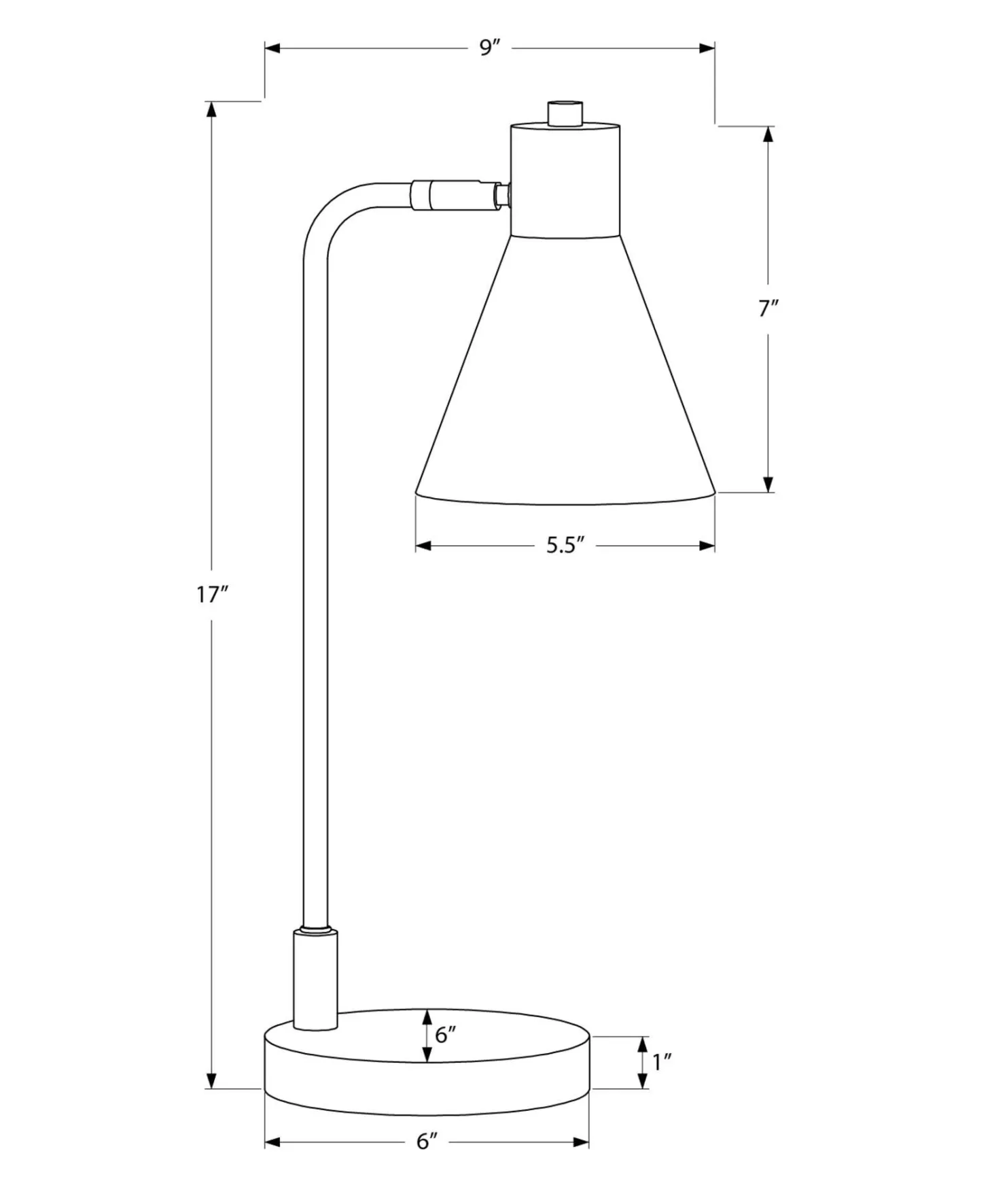 Lampe de table 17"H en métal