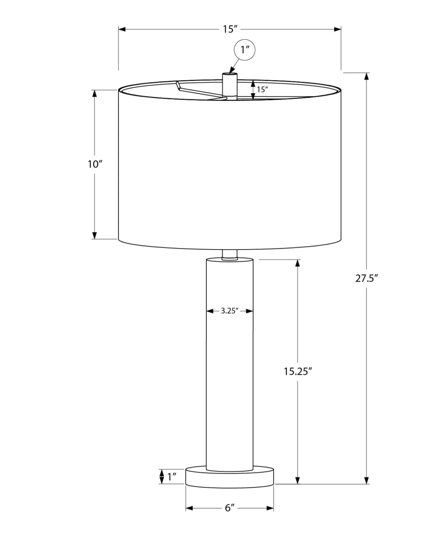 Lampe de table 28"H en métal