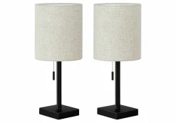 lampe de table 17"H en métal avec ports usb (bte de 2)