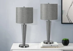 lampe de table 24"H en métal avec ports usb (bte de 2)