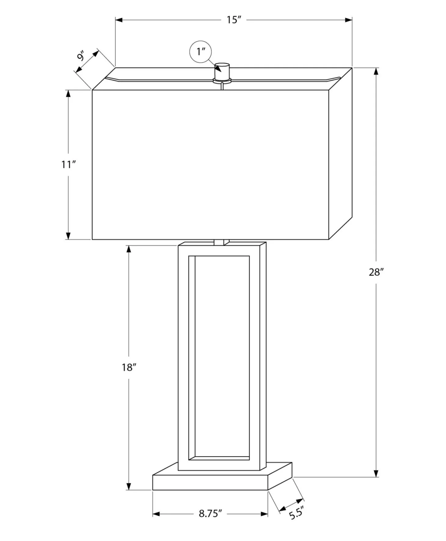 Lampe de table 28"H en métal avec port usb