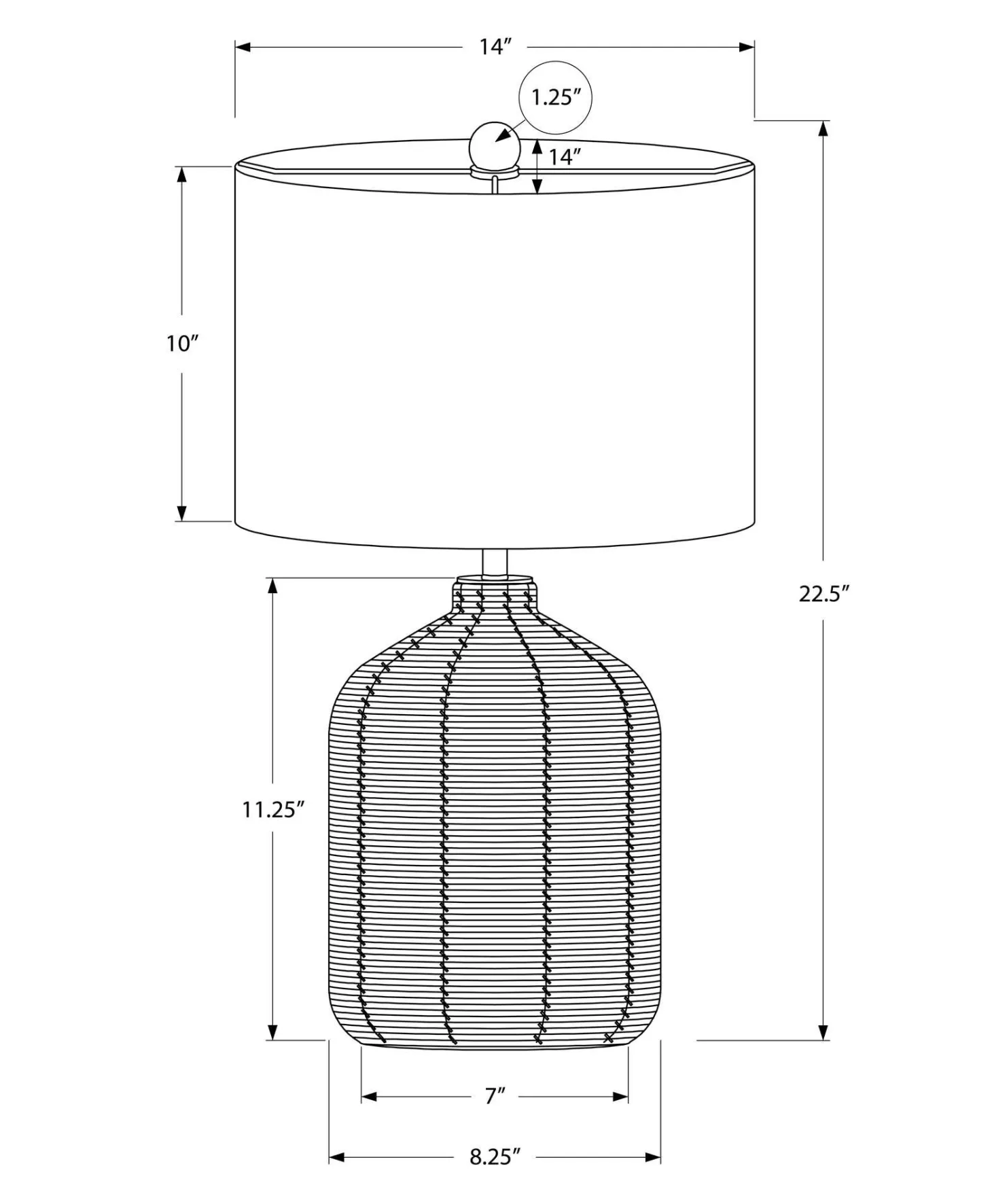 Lampe de table 23"H en rotin