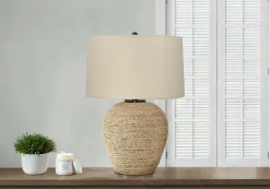 Lampe de table 25"H en rotin