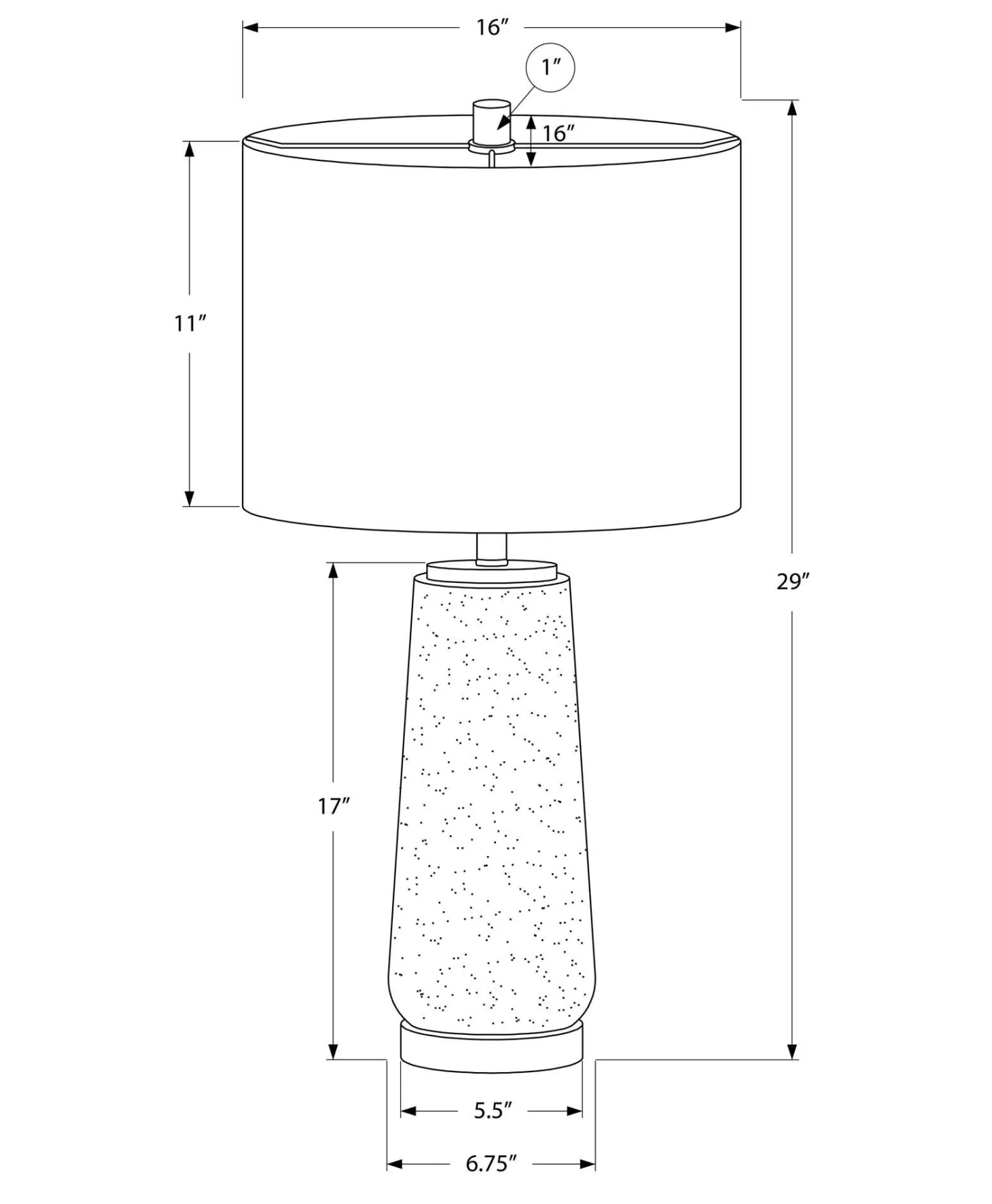 Lampe de table 29"H en résine