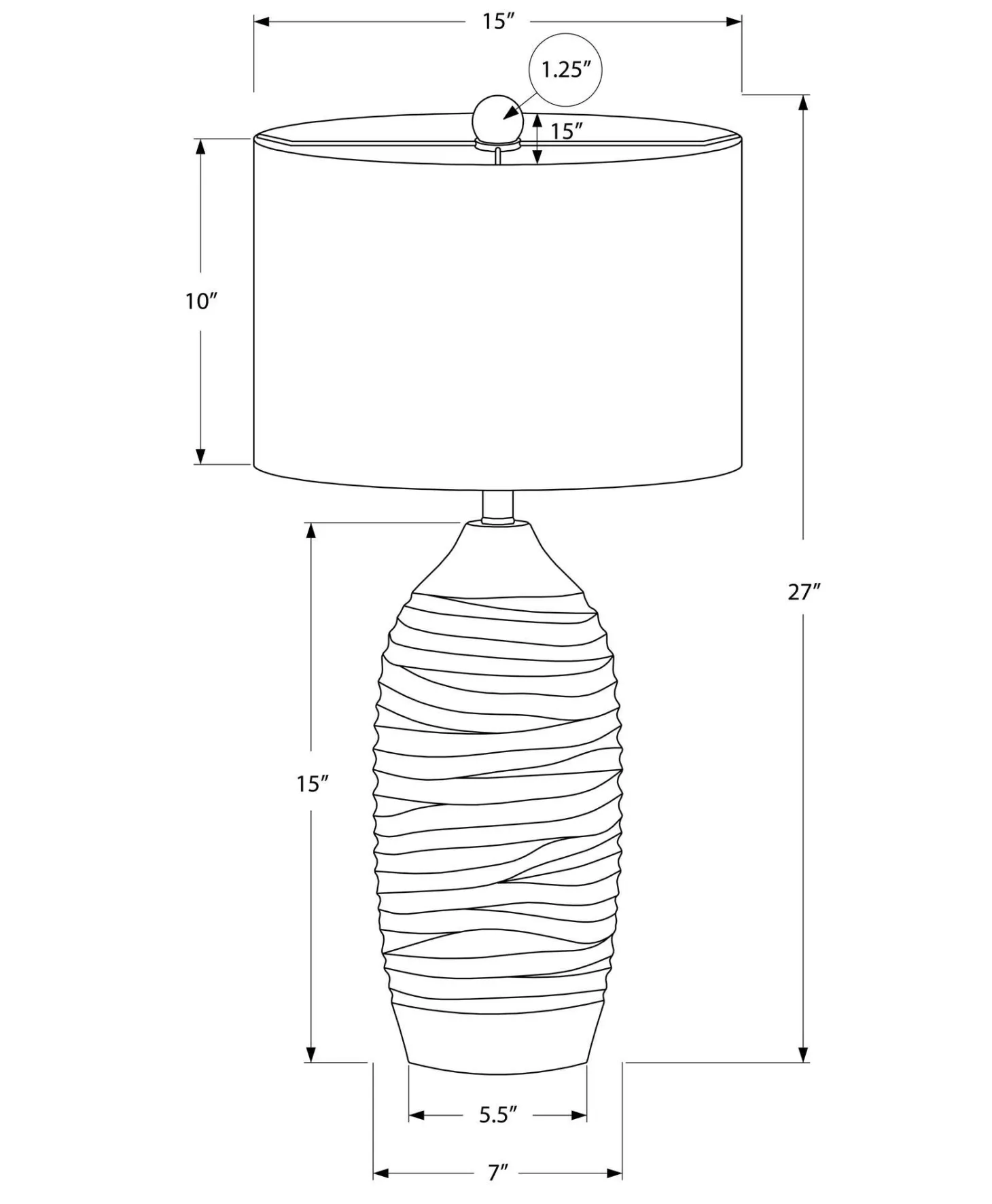 Lampe de table 27"H en résine