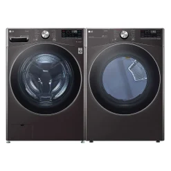 LG Ens laveuse et sécheuse, Inox Noir, Chargement frontal