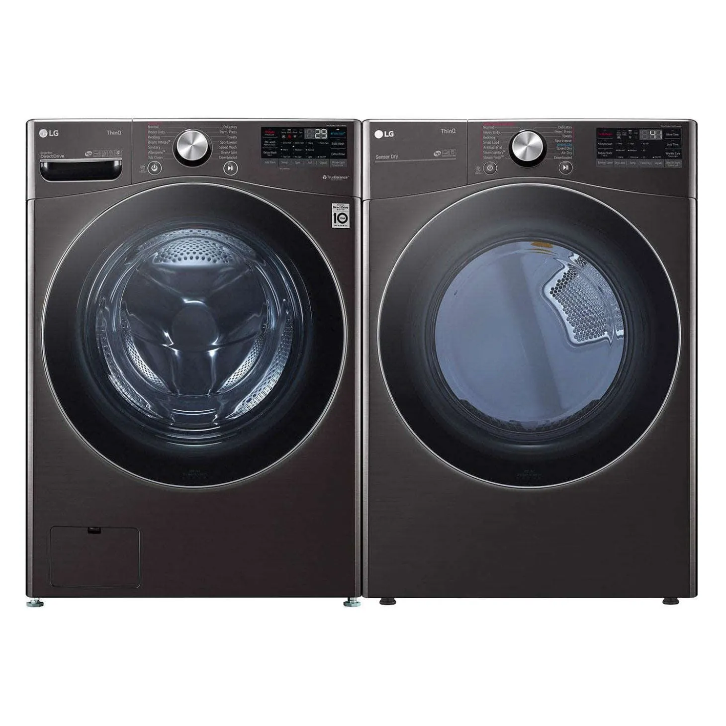 LG Ens laveuse et sécheuse, Inox Noir, Chargement frontal