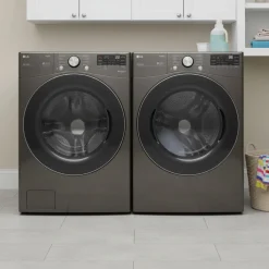 LG Ens laveuse et sécheuse, Inox Noir, Chargement frontal