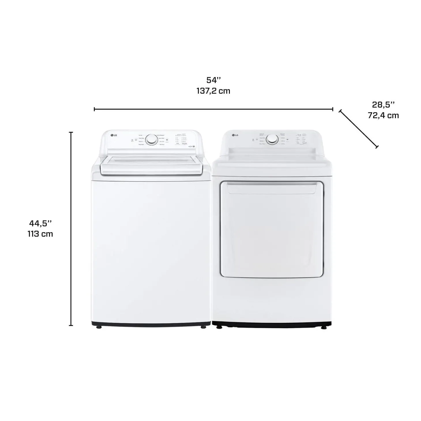 LG Ensemble laveuse sécheuse, Blanc, Chargement par le haut