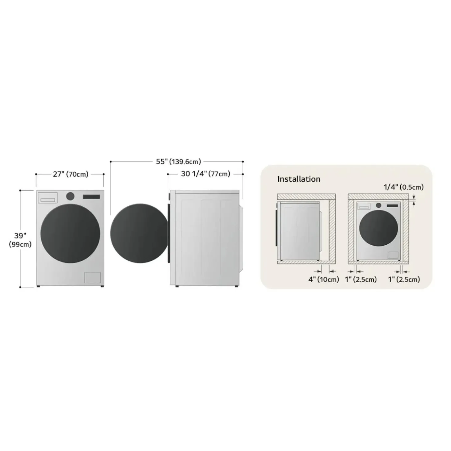 LG Ensemble laveuse sécheuse, Acier graphite, Chargement frontal