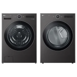 LG Ensemble laveuse sécheuse, Inox noir, Chargement frontal