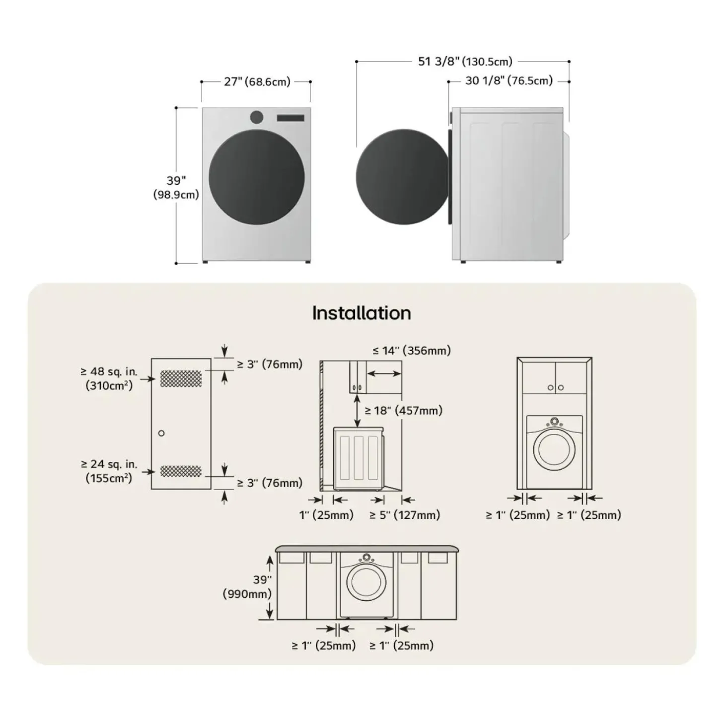 LG Ensemble laveuse sécheuse, Inox noir, Chargement frontal