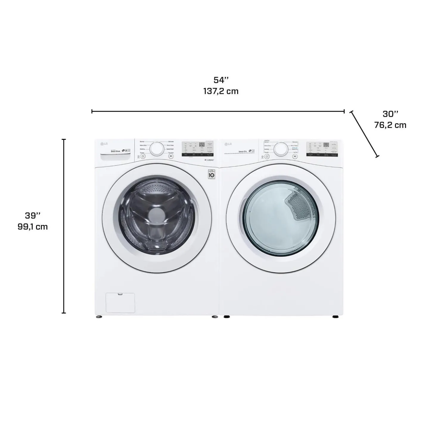 LG Ensemble laveuse sécheuse, Blanc, Chargement frontal