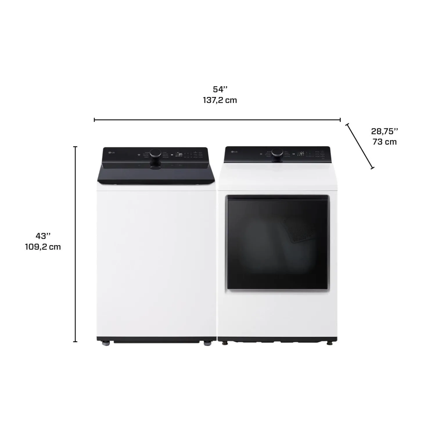 LG Ensemble laveuse sécheuse, Blanc, Chargement par le haut