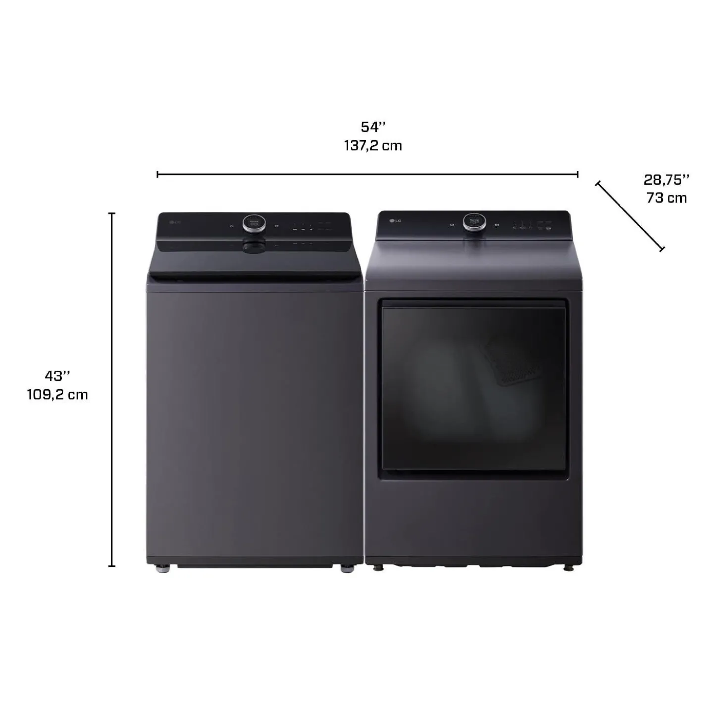 LG Ensemble laveuse sécheuse, Noir, Chargement par le haut