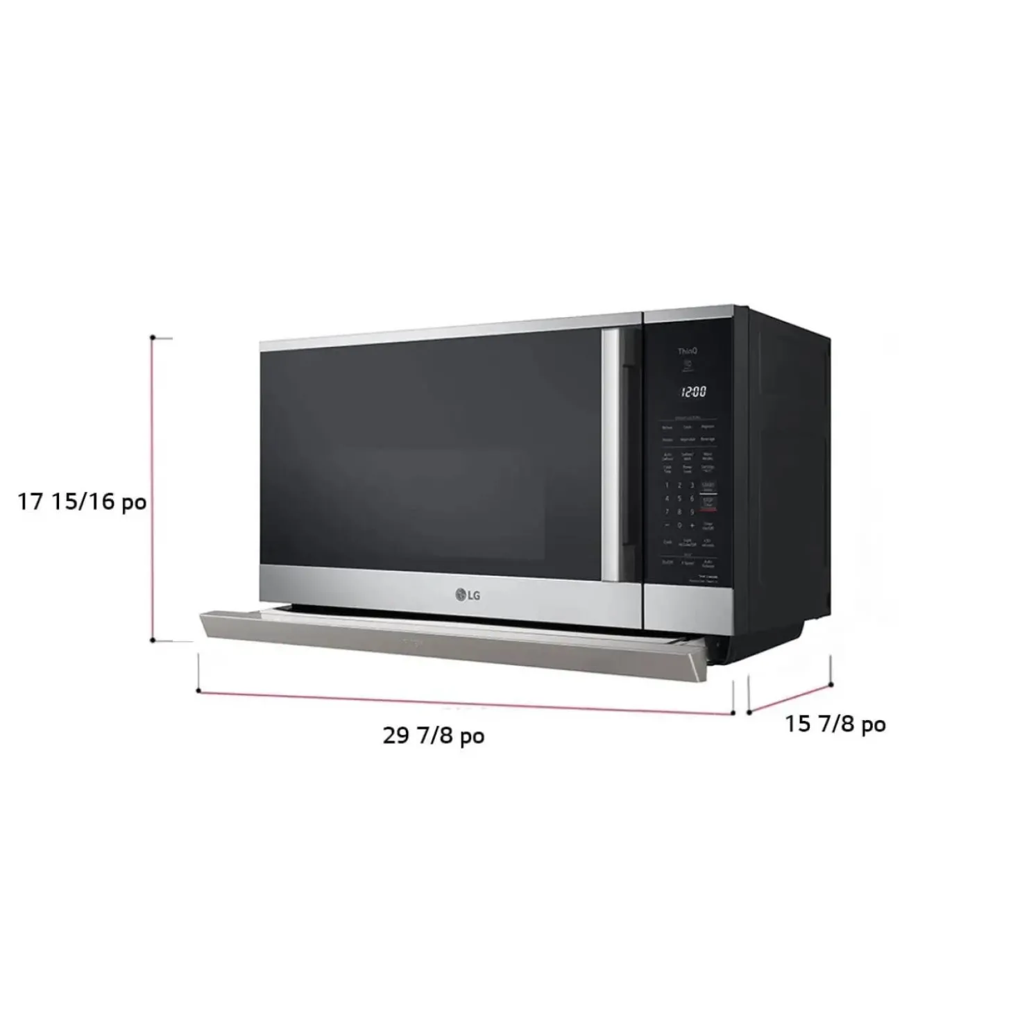 LG Micro-ondes avec hotte, Acier inoxydable, 30", 1050W, 400