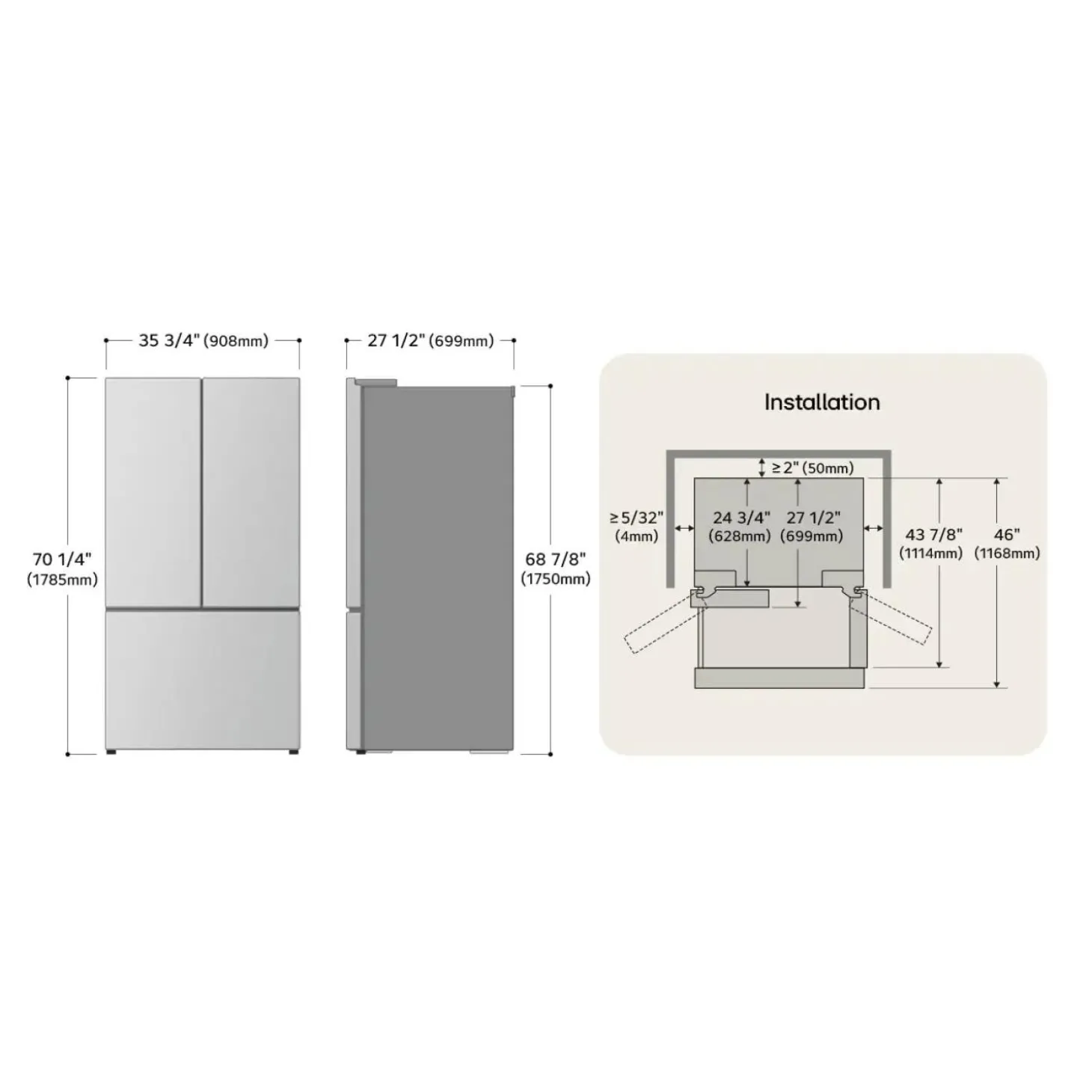 LG Réfrigérateur 25 pi3 36 po Acier inoxydable Portes françaises - LF25Z6211S