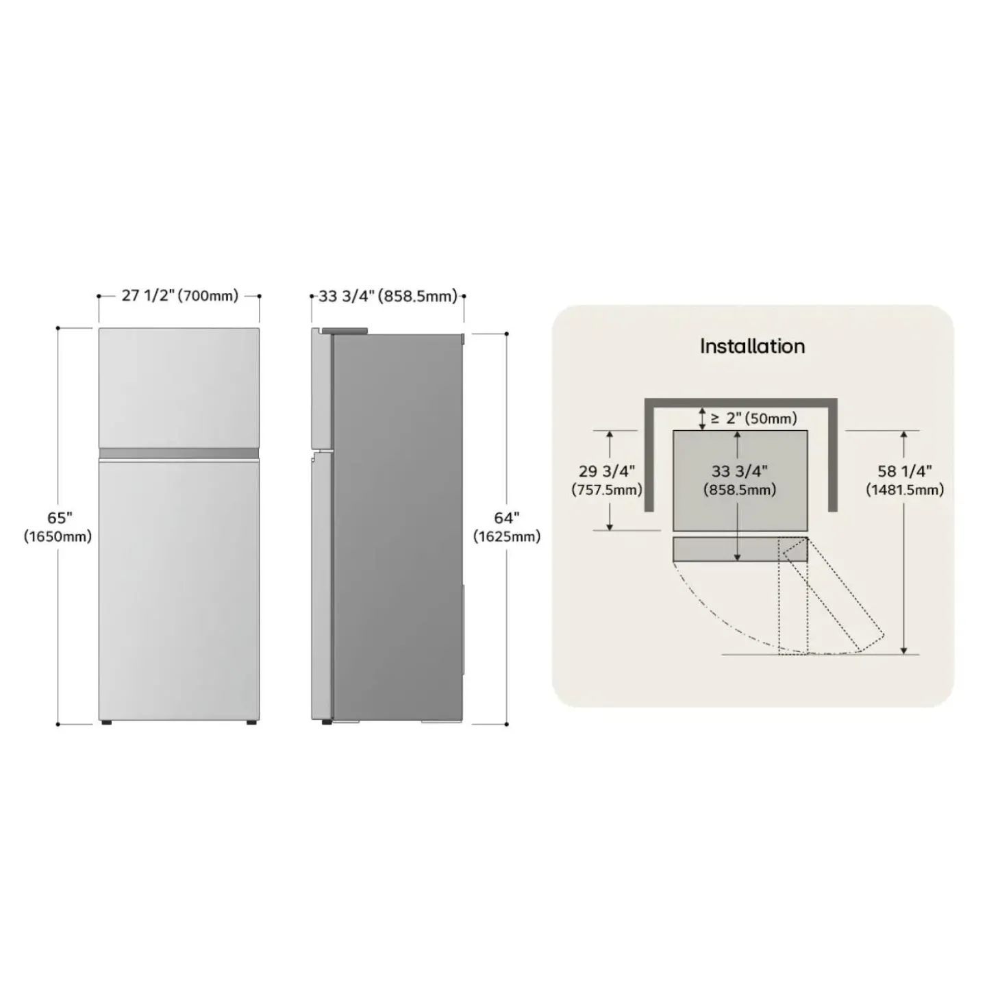 LG Réfrigérateur 18 pi3 28 po Acier inoxydable Congélateur en haut - LT18S2100S
