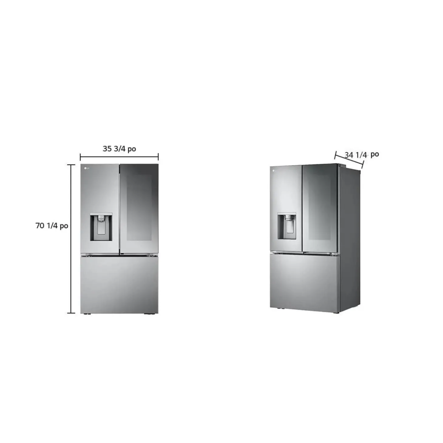 LG Réfrigérateur 31 pi3 36 po Acier inoxydable Portes françaises - LRYKS3106S