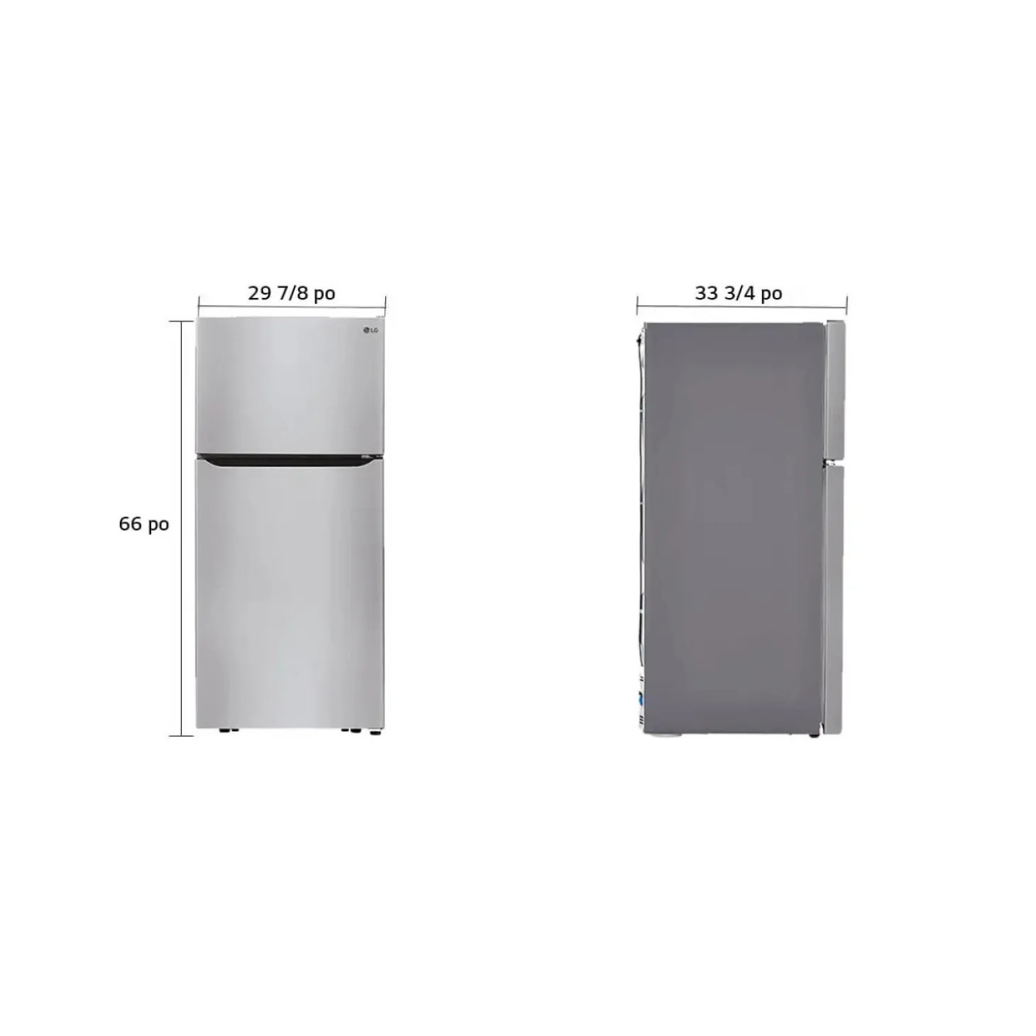 LG Réfrigérateur 20 pi3 30 po Acier inoxydable Congélateur en haut - LTCS20020S