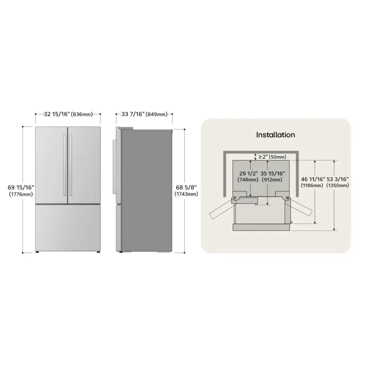 LG Réfrigérateur 25 pi3 33 po Acier inoxydable Portes françaises - LF25H6200S