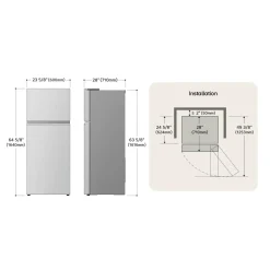 LG Réfrigérateur 11,9 pi3 24 po Argent platine Congélateur en haut - LT11C2000V