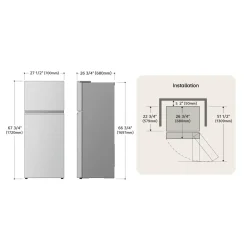 LG Réfrigérateur 11,9 pi3 27 po Argent platine Congélateur en haut - LT13C2000V