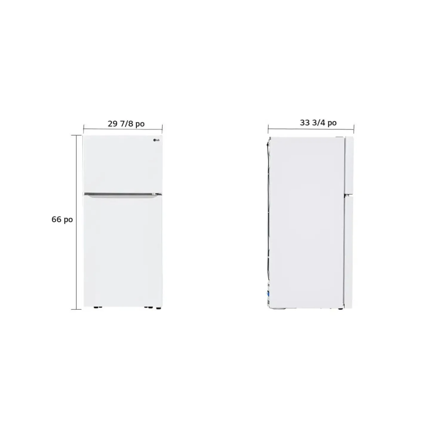 LG Réfrigérateur 20 pi3 30 po Blanc Congélateur en haut - LTCS20020W