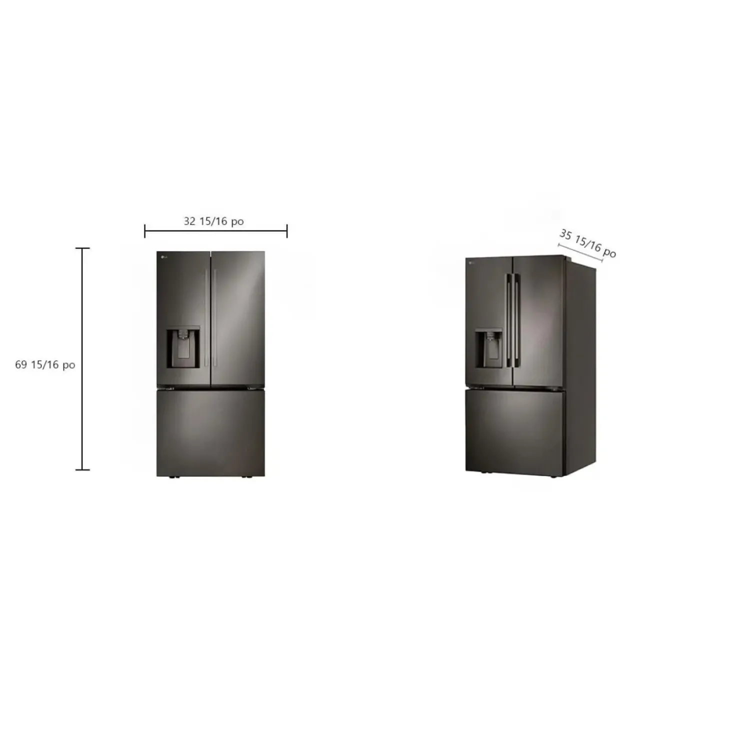 LG Réfrigérateur 25 pi3 33 po Inox Noir Portes françaises - LF25H6330D