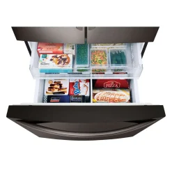 LG Réfrigérateur 28 pi3 36 po Inox Noir Congélateur en bas, Portes françaises - LRFS28XBD