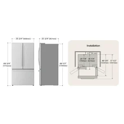 LG Réfrigérateur 28 pi3 36 po Inox Noir Congélateur en bas, Portes françaises - LRFS28XBD