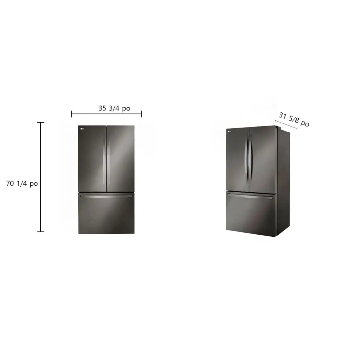 LG Réfrigérateur 27 pi3 36 po Inox Noir Portes françaises - LRFLC2706D