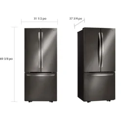 LG Réfrigérateur de 21,8 pi3 30 po Acier inoxydable noir Congélateur en bas, Portes françaises - LRFNS2200D