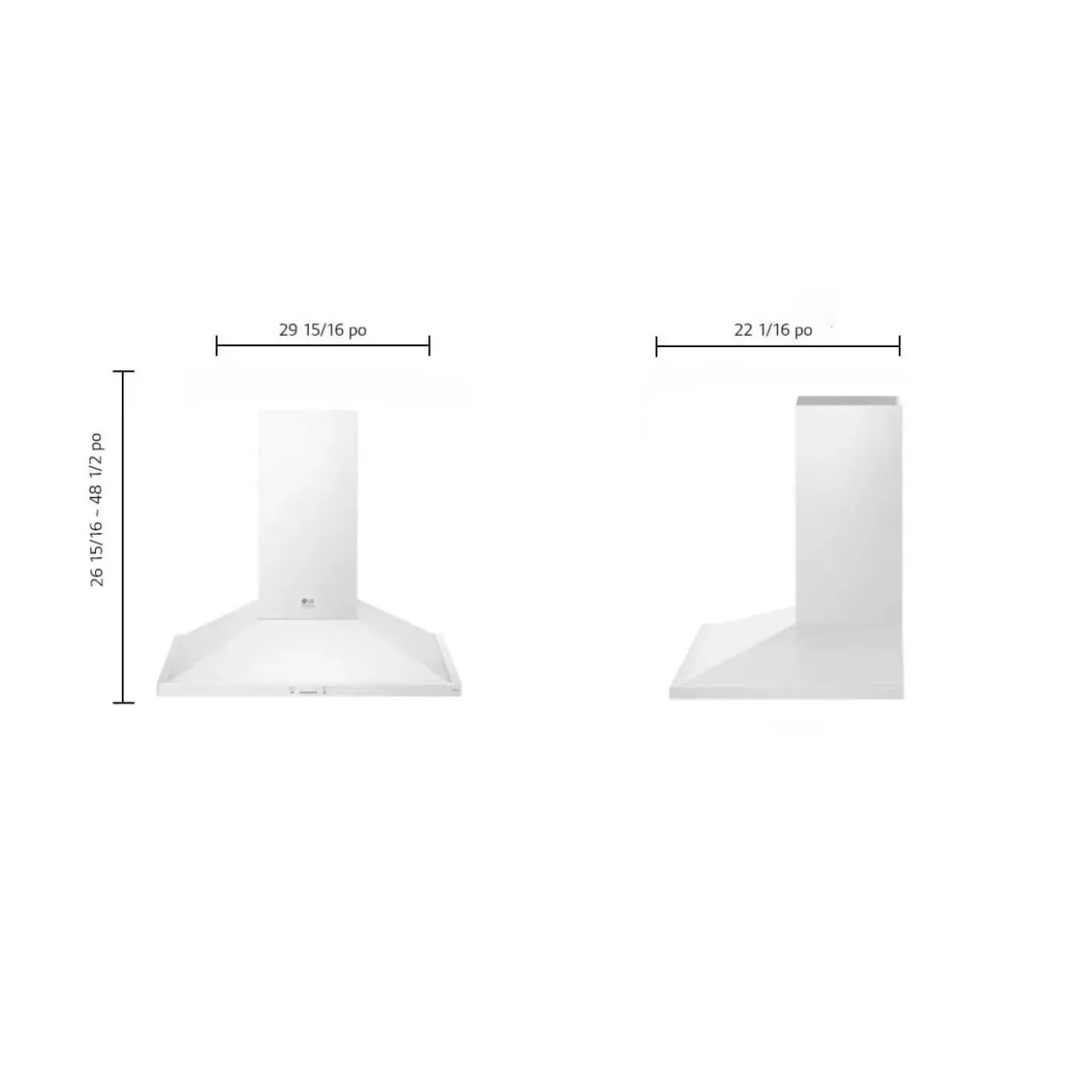 LG STUDIO Hotte cheminée Cheminée Blanc 30" , 600 PI3/MIN-LSHD3080N