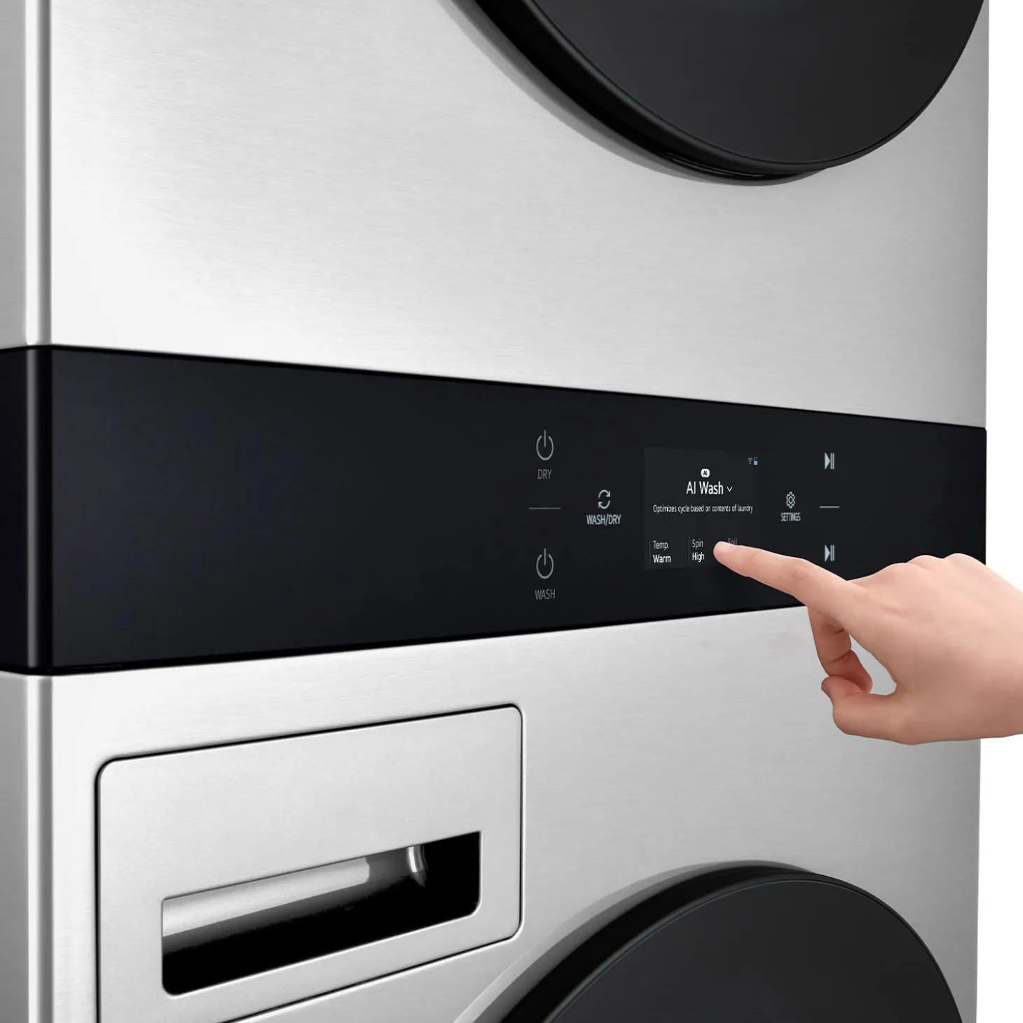LG STUDIO Tour de lavage, Acier inoxydable, 27", Chargement frontal - SWWE50N3