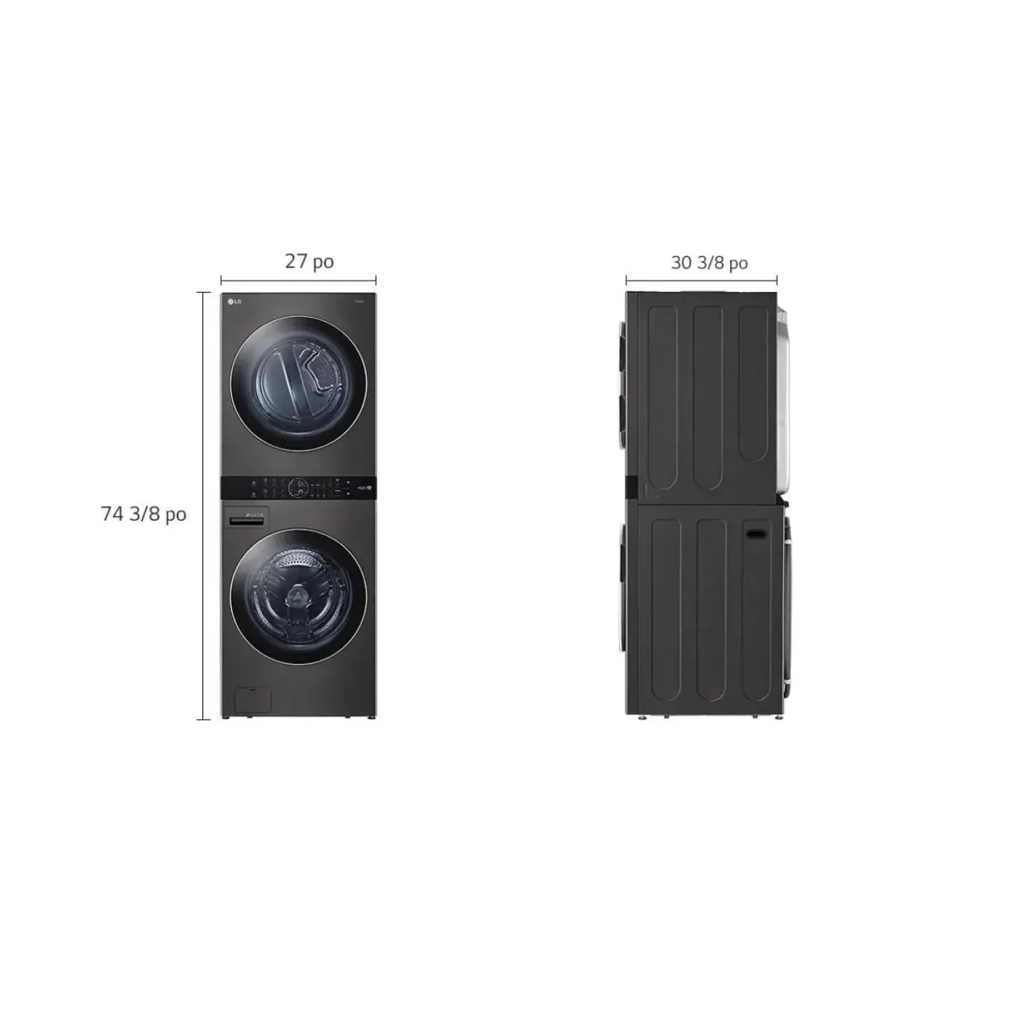 LG Tour de lavage, Acier noir, 27", Chargement frontal - WKEX200HBA
