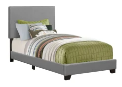 Lit - simple / simili-cuir gris - Monarch
