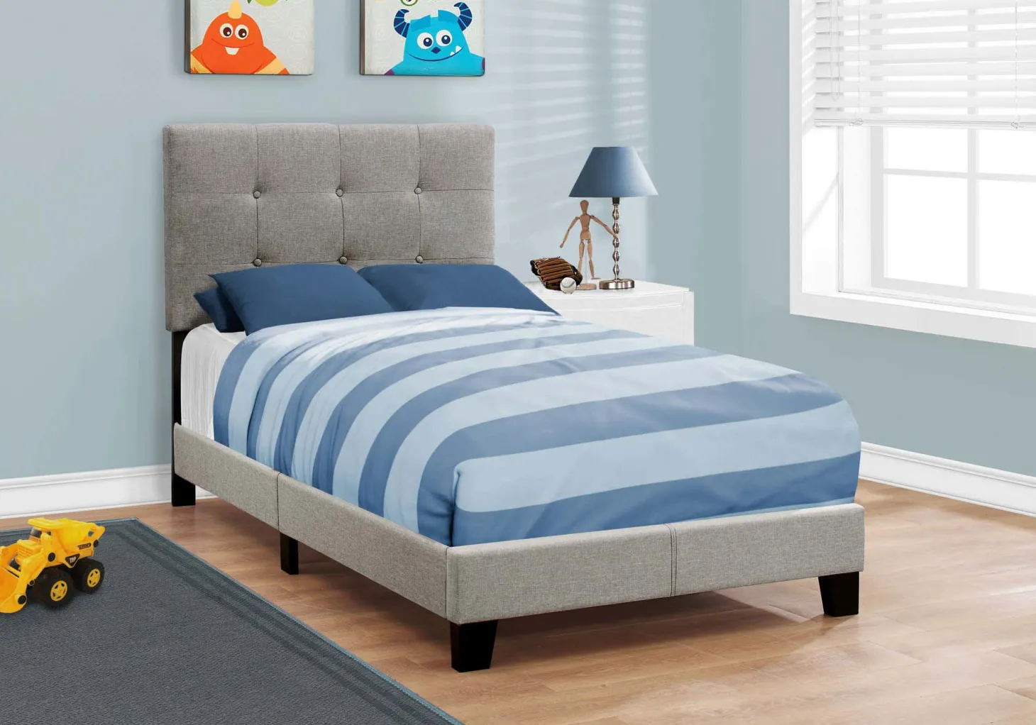 Lit - simple / tissu gris - Monarch