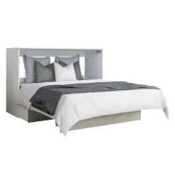 Lit cabinet queen avec matelas 6,5 po - gris