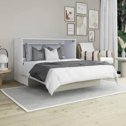 Lit cabinet queen avec matelas 6,5 po - gris